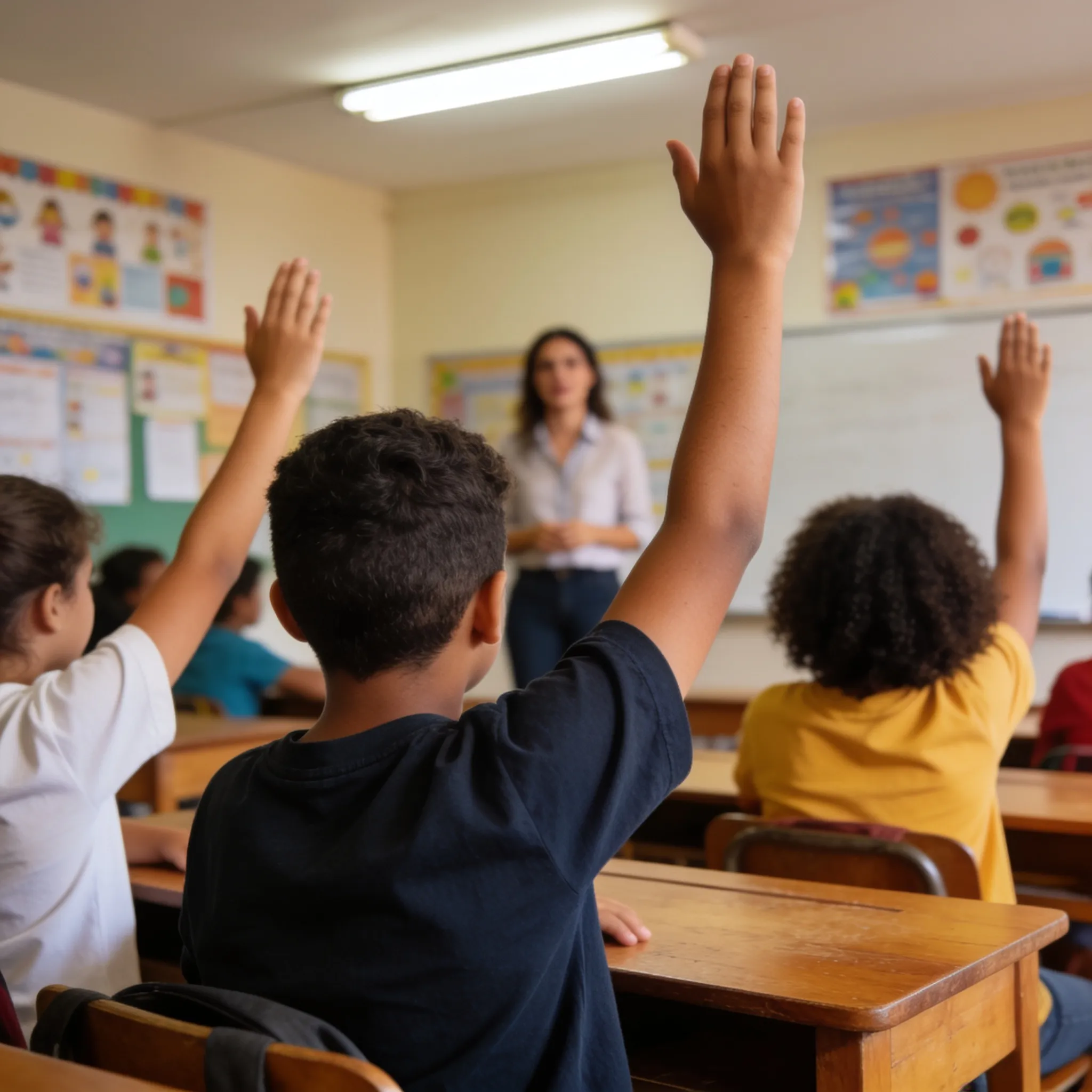 Sala de aula em escola pública brasileira